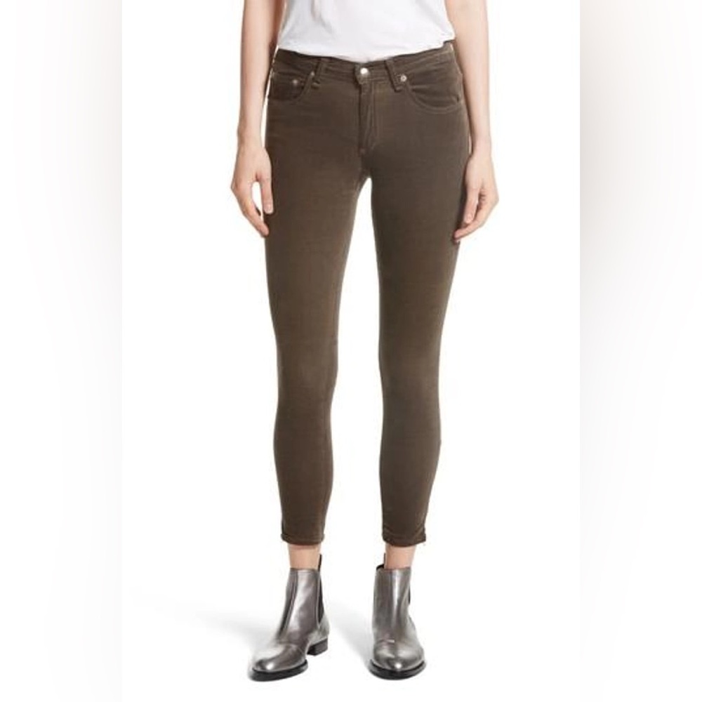 Rag and Bone AME OLIVE VELVET CAPRI PANTS size 26
